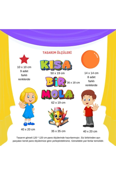 Ti PlayKarne Günü Okul Pano Süsü ( Kısa Bir Mola yazılı)  Renkli - 2