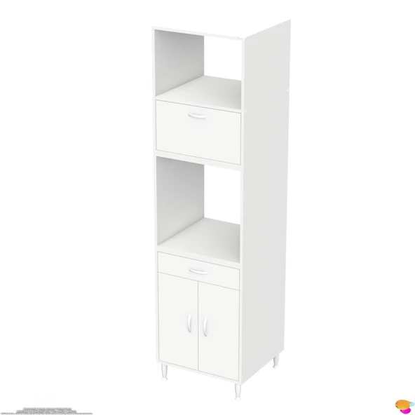 Modilayn JOLLY Ankastre Dolap (60x239.7x56 cm): 1 Çekmece, 3 Kapak, 4 Göz Raflı Mutfak, Kiler Dolabı - 8