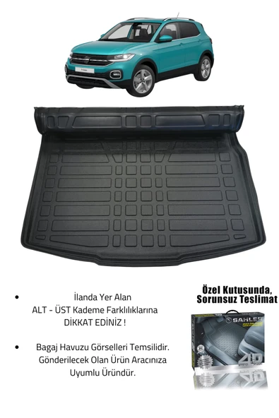 Sahler Volskwagen T-Cross 2022+ Uyumlu 4.5D Premium Havuzlu Oto Paspas ve Liner Marka 3D ÜST Bagaj Havuzu - 2
