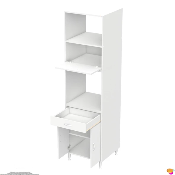 Modilayn JOLLY Ankastre Dolap (60x239.7x56 cm): 1 Çekmece, 3 Kapak, 4 Göz Raflı Mutfak, Kiler Dolabı - 7