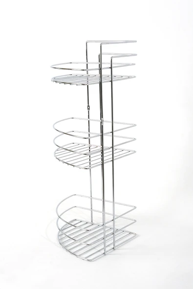 3'lü Köşeli Banyo Rafı Şampuanlık Krom ürün görseli 1