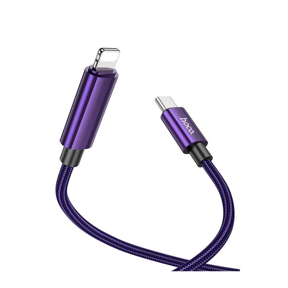 Hoco U125 Benefit Type-C to Lightning Şarj Kablosu 1.2M - Mor - 2
