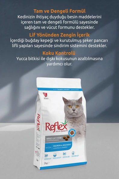 Reflex Somonlu & Hamsili Yetişkin Kedi Maması 2 Kg - 3