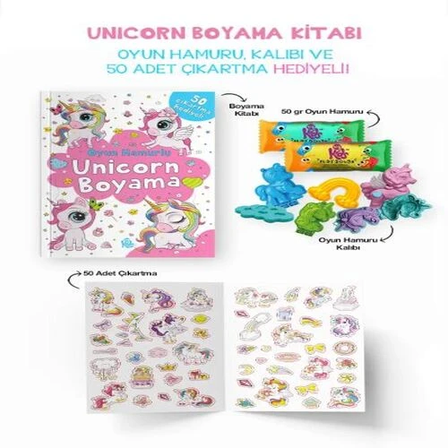Unicorn Boyama Kitabı - Oyun Hamurlu - 3 Yaş ürün görseli