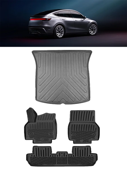 Rizline Tesla Model Y Juniper 2025 ve  Sonrası 3D Havuzlu Paspas ve Bagaj Havuzu Set ürün görseli