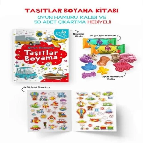 Taşıtlar Boyama Kitabı - Oyun Hamurlu - 3 Yaş + ürün görseli