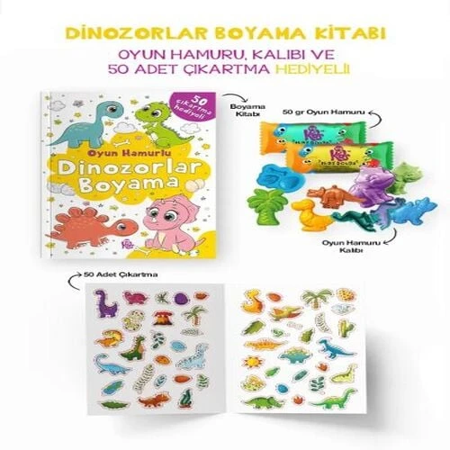 Dinozorlar Boyama Kitabı - Oyun Hamurlu - 3 Yaş + ürün görseli