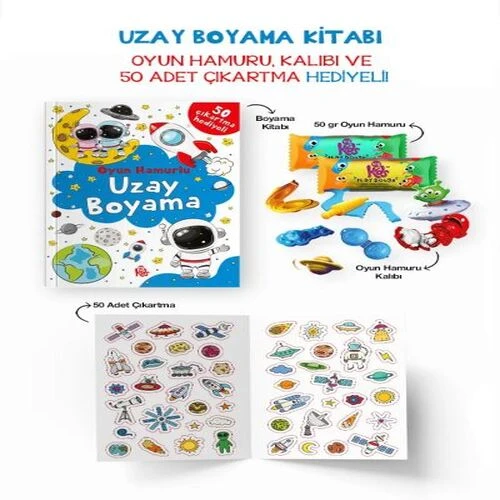 Uzay Boyama Kitabı - Oyun Hamurlu - 3 Yaş + ürün görseli