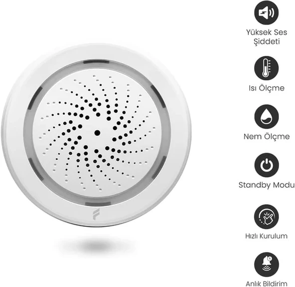 Akıllı İç Ortam Siren - Isı/Nem Ölçer, WiFi, Google Asistan, Tuya - 4