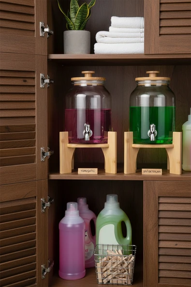 Bambum Fuente - Bambu Kapak ve Standlı Cam Sebil 3L - Resim 4