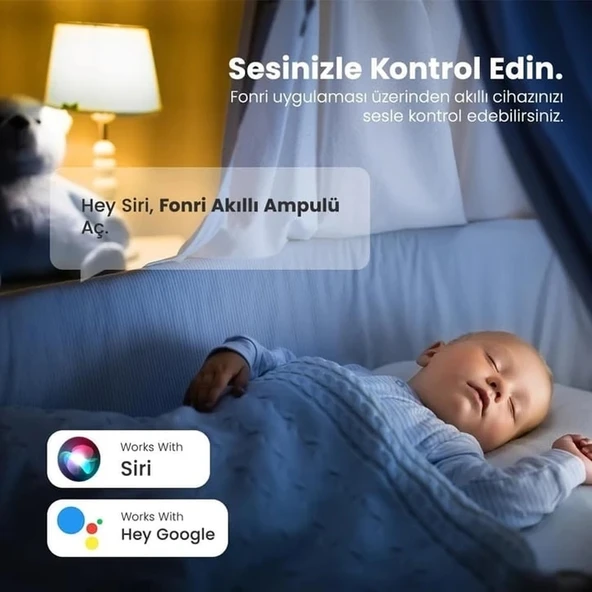 Akıllı Led Ampul 2'li Set, 9w, Titreşimsiz, 16.7 Milyon Renk, Sesli Kontrol, 2 Yıl Garantili - 2