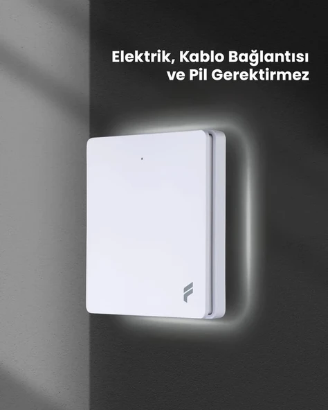 Kablosuz İkili Duvar Anahtarı-Kendinden Enerjili ve 2 Adet Akıllı Kablosuz Anahtar Alıcısı Seti - 4