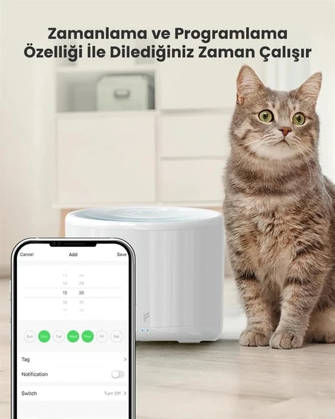 Kedi/Köpek Akıllı Otomatik Su Kabı - 2 Litre, Evcil Hayvan Su Pınarı - 4