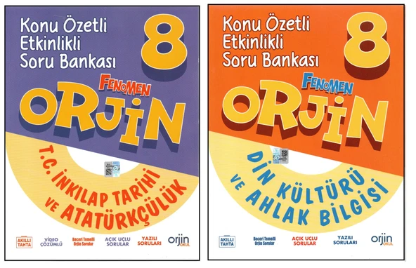ORJİN 8. SINIF İNKILAP+DİN KÜLTÜRÜ KONU ÖZETLİ ETKİNLİKLİ SORU BANKASI (2 KİTAP)