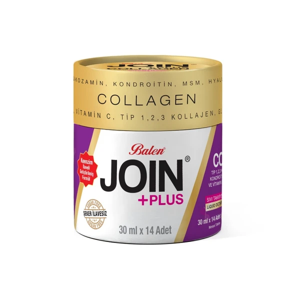 JOİN+PLUS TİP 1,2,3 KOLLAJEN, GLUKOZAMİN, KONDROİTİN, MSM, HYALURONİK ASİT VE VİTAMİN C SHOT 30 ML * 14 ürün görseli 1