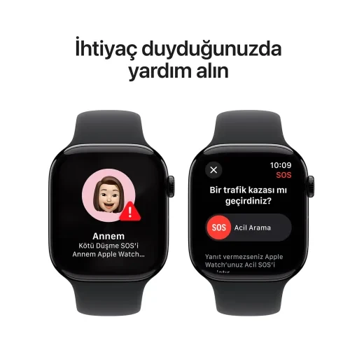 Apple Watch Series 10 GPS + Cellular 42mm Simsiyah Alüminyum Kasa ve Siyah Spor Kordon Akıllı Saat S/M - 3
