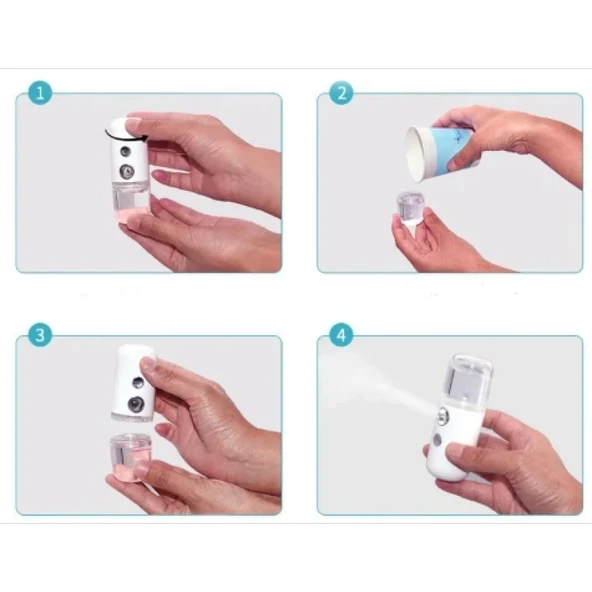 Şarjlı Mini Yüz Nemlendirici Dezenfektan Cihazı Mist Sprayer - 6