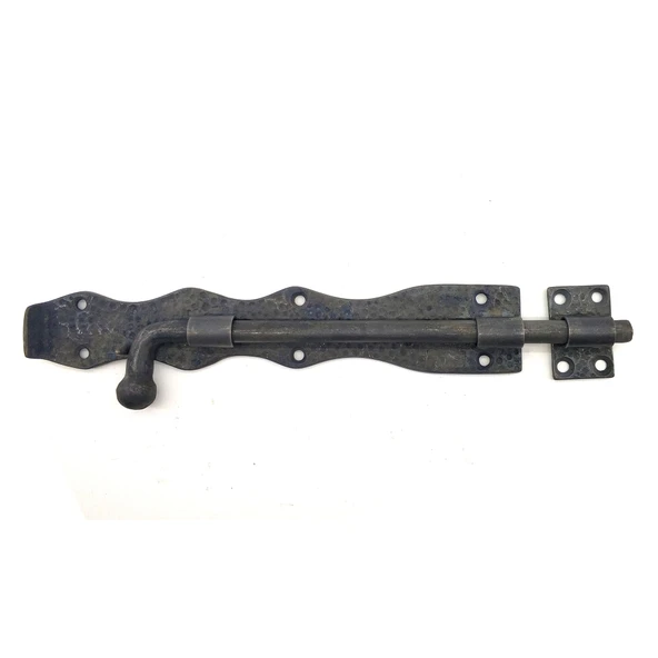 Antika Tarz Dekoratif Pirinç Dövme Kapı Sürgüsü - 25cm, Oksit - 1
