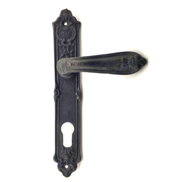 Antika Tarz Dekoratif Pirinç Çiçekli Oda Kapı Kolu - 240x40 Mm, Oksit - 1