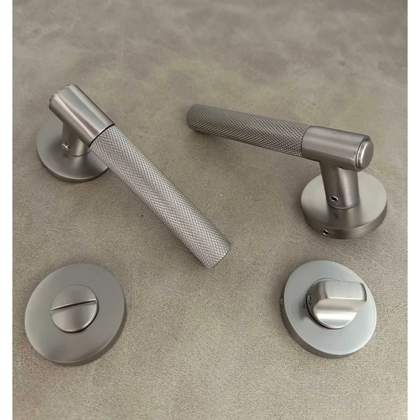 Rivax Meta İnox Zamak Yuvarlak Rozetli Wc Banyo Kapı Kolu 1 Takım - 3