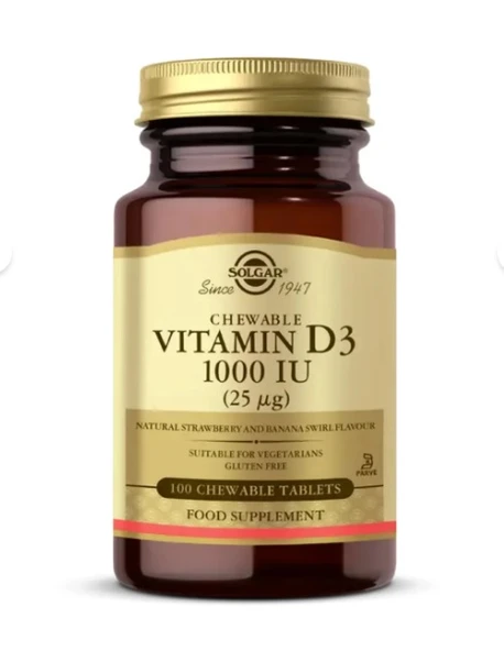 Solgar Vitamin D3 Cheaweble 1000 IU 100 Tablet