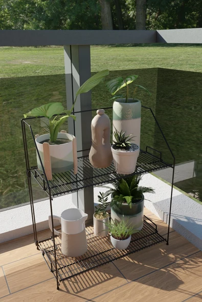 Akroraf 2'li Siyah Metal Özel Tasarım Çok Amaçlı Raf  Mutfak Banyo Dekoratif Raf ürün görseli 1