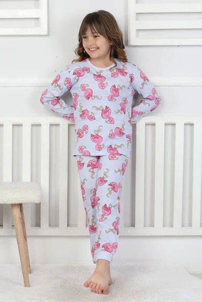 Cute Flamingo Desenli Kız Çocuk Pijama Takımı - Resim 8
