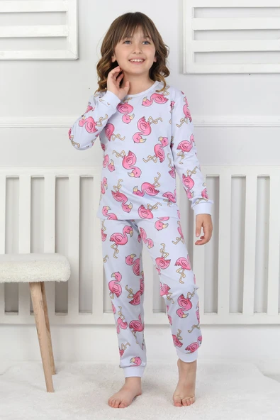 Cute Flamingo Desenli Kız Çocuk Pijama Takımı - Resim 6