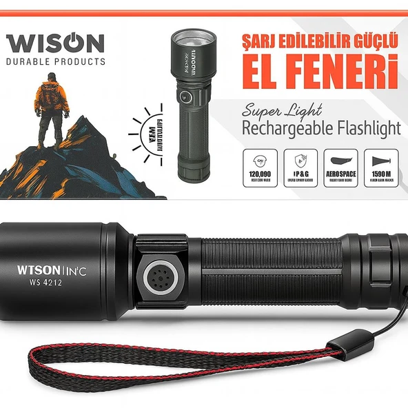 Wison 70 LED 1400 Lümen Şarjlı El Feneri WS-4212 - 2