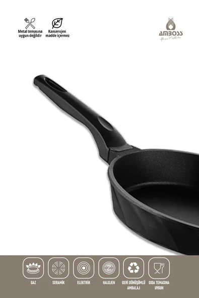 Amboss Vento 7 Parça Döküm Titanyum Kaplama Tencere Tava Seti Siyah - Resim 4