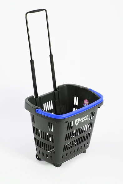 Tekerlekli Market Sepeti (Tekerlekli Alışveriş Sepeti)  34 L Mavi - 5