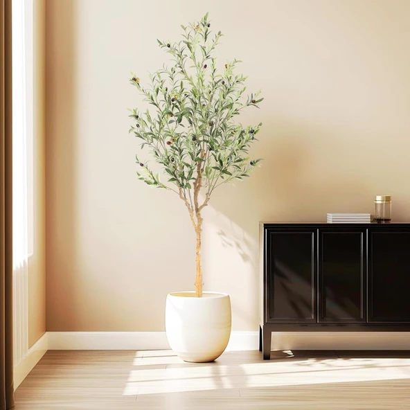 Nettenevime Yapay Zeytin Ağacı Lüx 180cm Doğal Gövdeli Gerçek Görünümlü Yapay Ağaç - Resim 4