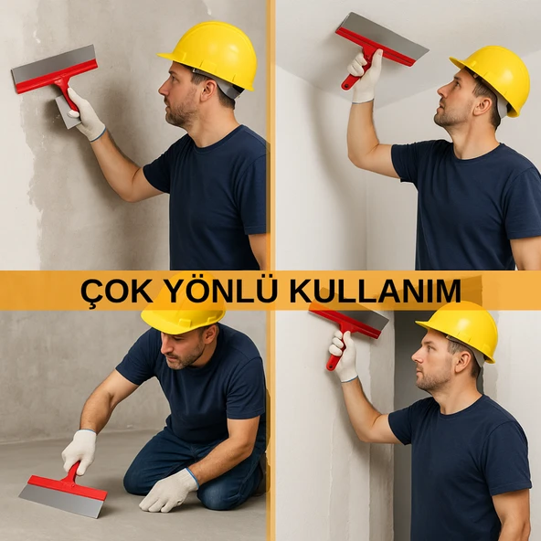 BEYLİNİ 30CM Raspa Zemin Duvar Yer Tavan Köşe Büyük Profesyonel Kullanım Rahat Ispartula Kırmızı - 4