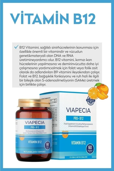 VİAPECİA Pro-b12 Unutkanlık, Odaklanma, Konsantrasyon, Beyin Fonksiyonları B12 60 Adet - 2