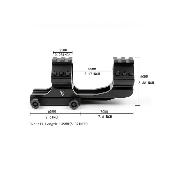 SWAMPDEER CT 25.4/30mm Tek parça 22MM Ray Dürbün montaj ayağı siyah - 7