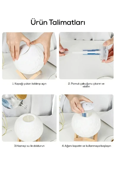 3D Renkli Ay Işığı Gece Lambası ve Hava Oda Nemlendirici Ultrasonik Buhar-Dekoratif Gece Lambası - 2