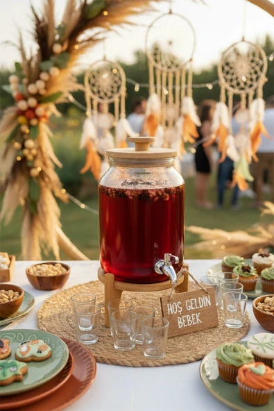 Bambum Fuente - Bambu Kapak ve Standlı Cam Sebil 4L - Resim 3