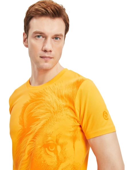 Galatasaray Orijinal Lisanslı Aslan Baskılı Sarı T-Shirt - Resim 5