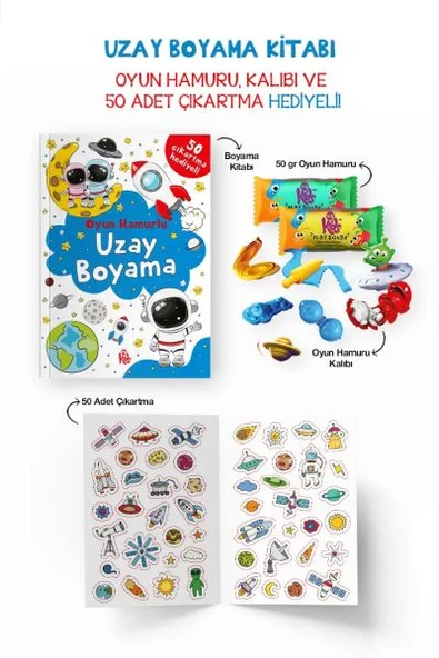 Uzay Boyama Kitabı - Oyun Hamurlu - 3 Yaş + ürün görseli