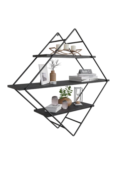 Dekoratif Prizma Duvar Huş Ağacı Raflı Özel Tasarım - Resim 2