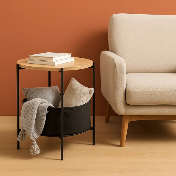 ED PET DİZAYN ÇANTALI GAZETELİKLİ YAN SEHPA KAHVE SEHPASI - 2