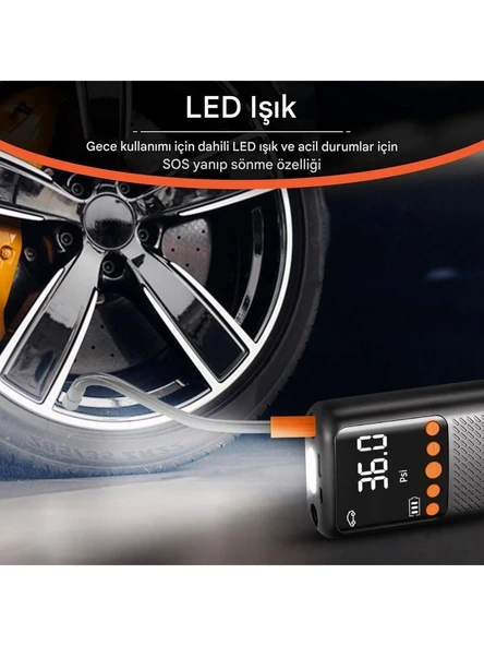 Şarjlı 150ps Otomatik Lastik Şişirme Pompası - 2