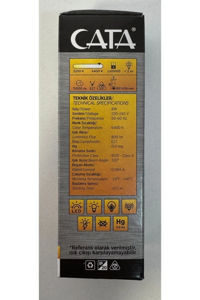 Cata 5 adet Ct-4091 CATA 8W Beyaz LED Ampul - 2