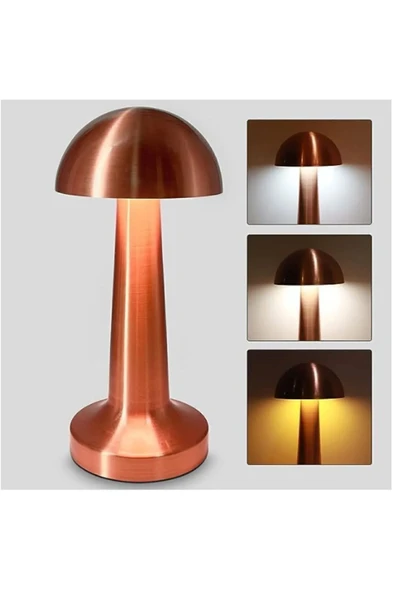 Noas Şarj Edilebilir Bronz Renk Ayarlanılabilir Işıklı Mantar Masa Lambası ürün görseli 1