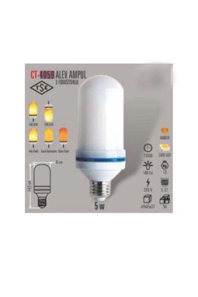 Cata Alevli Led Ampul 5w Amber Renk Ct-4059 Ct-4059 ürün görseli 1