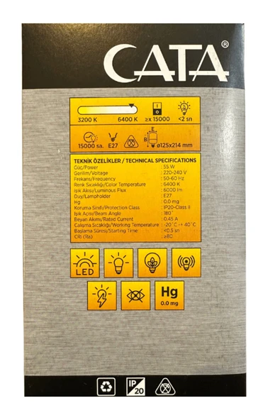 Cata CT-4262 55W 6400K (Beyaz Işık) E27 Duylu Led Torch Ampul - Resim 2