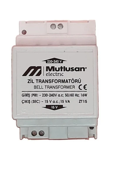 Mutlusan Zil Trafosu 15 Volt 15 Watt Raylı Trafo ürün görseli 1