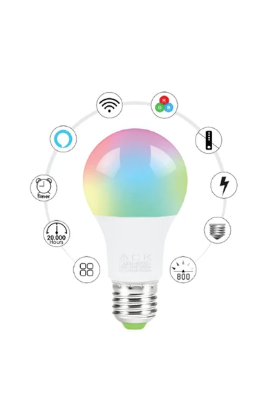 ACK Aa14-60920 10w E27 Wi-fi Akıllı Led Ampul ürün görseli 1