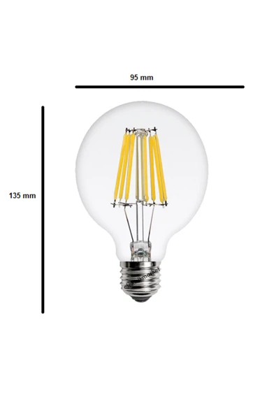 Cata 6 Watt Flament Led Ampul G95 Glop Şeffaf Gunışığı Ct-4354 - Resim 3