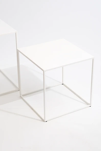 Metal 2'li Sehpa Beyaz - Resim 3